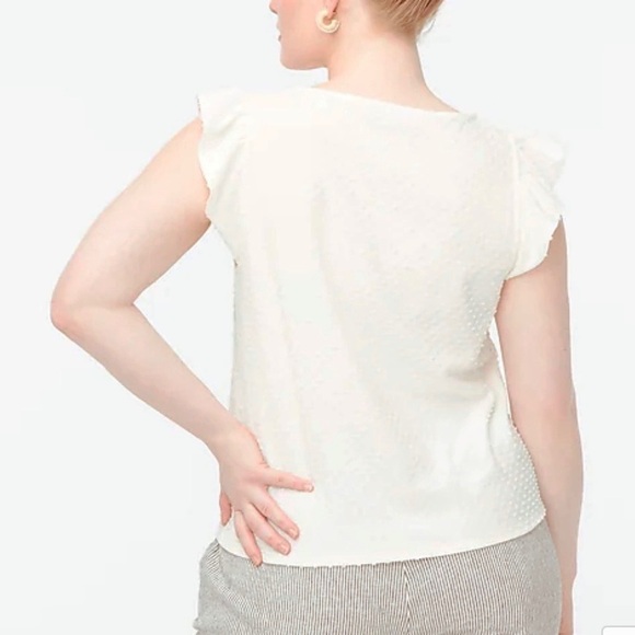 NWT J. Crew Flutter-sleeve Clip-dot Top Sz L large lg new ivory white - Picture 7 of 10